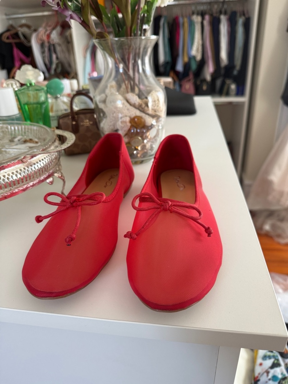 Women’s Red Ballet Flats with Bow